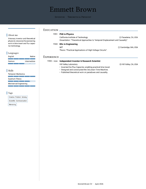 Neat CV template preview